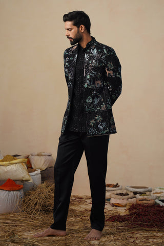 PRABAL BLACK JODHPURI SET