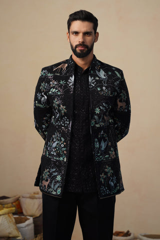 PRABAL BLACK JODHPURI SET