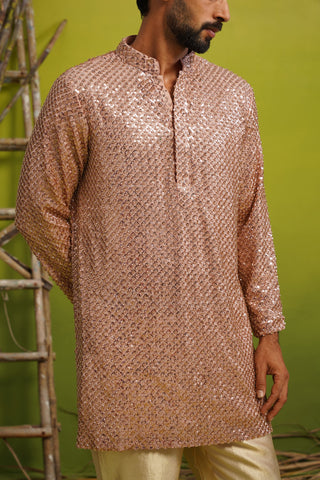 VED CUTDANA PINK SHORT KURTA SET