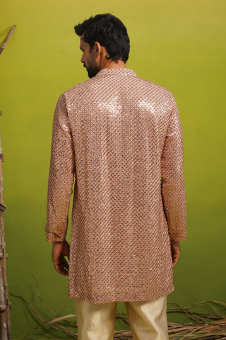 VED CUTDANA PINK SHORT KURTA SET