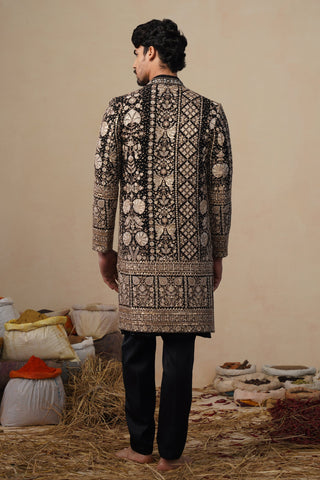 SANJH CUTDANA BLACK INDOWESTERN SET