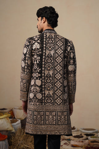 SANJH CUTDANA BLACK INDOWESTERN SET