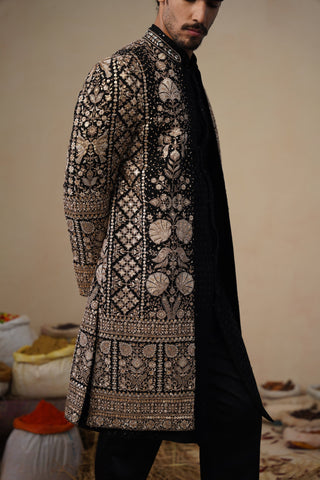 SANJH CUTDANA BLACK INDOWESTERN SET