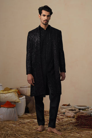 VED CUTDANA BLACK INDOWESTERN SET