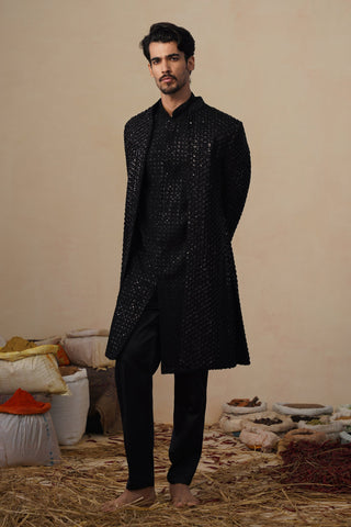 VED CUTDANA BLACK INDOWESTERN SET