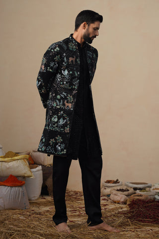 PRABAL BLACK INDOWESTERN SET