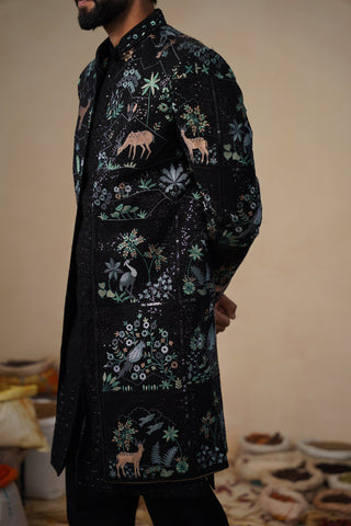 PRABAL BLACK INDOWESTERN SET