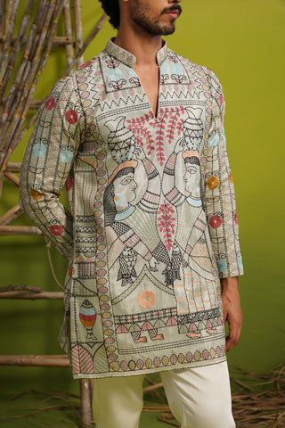 MADHUBAN SKY BLUE SHORT KURTA SET