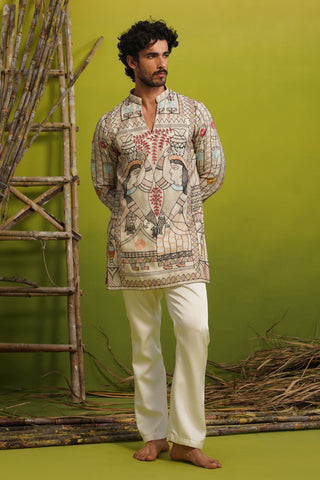 MADHUBAN IVORY SHORT KURTA SET