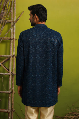 SUKOON NAVY BLUE SHORT KURTA SET