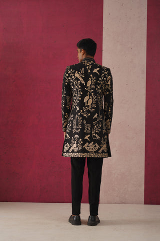 Sukrit - Black Sherwani with Cutdana and Zari work