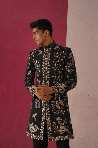 Sukrit - Black Sherwani with Cutdana and Zari work