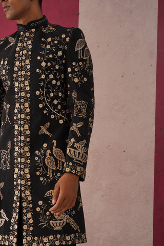 Sukrit - Black Sherwani with Cutdana and Zari work