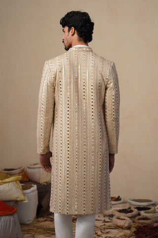 SHEESHA CUTDANA GOLDEN SHERWANI SET