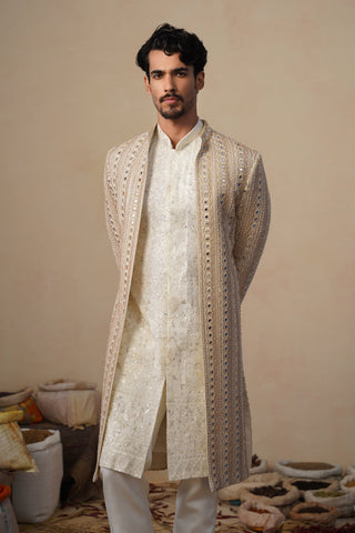 SHEESHA CUTDANA GOLDEN SHERWANI SET