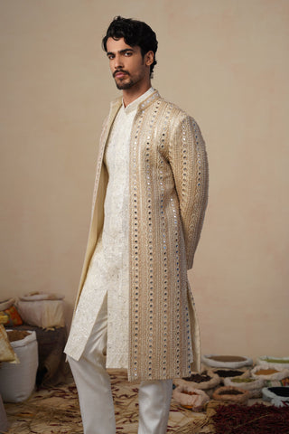 SHEESHA CUTDANA GOLDEN SHERWANI SET