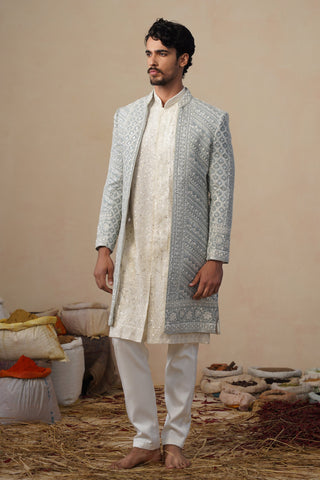 NOOR CUTDANA SKY SHERWANI SET