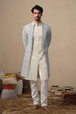 NOOR CUTDANA SKY SHERWANI SET