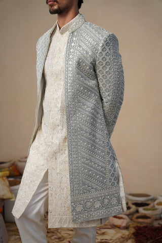 NOOR CUTDANA SKY SHERWANI SET