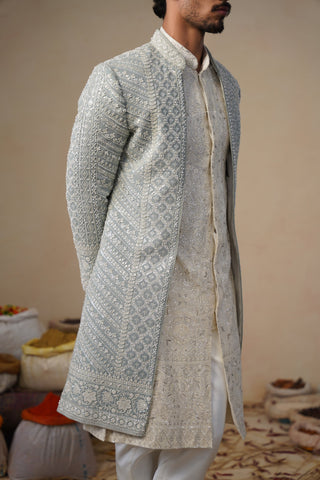 NOOR CUTDANA SKY SHERWANI SET