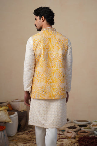 ZEENAT HALDI KURTA JACKET SET