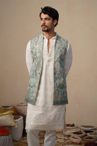 PARIND GREEN KURTA JACKET SET