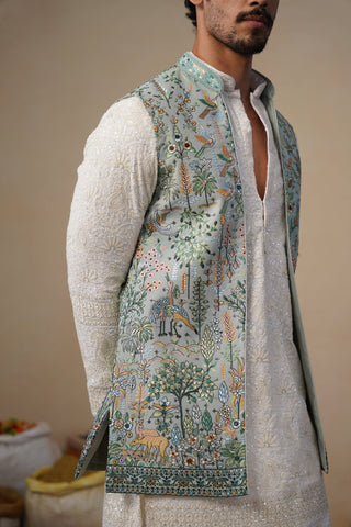 PARIND GREEN KURTA JACKET SET