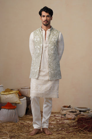 MAYURESH MEHENDI KURTA JACKET SET