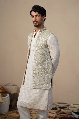MAYURESH MEHENDI KURTA JACKET SET