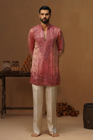 ARYA PINK V NECK SHORT KURTA SET