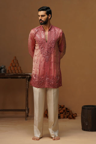 ARYA PINK V NECK SHORT KURTA SET