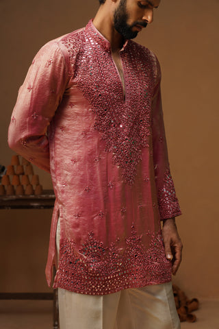 ARYA PINK V NECK SHORT KURTA SET