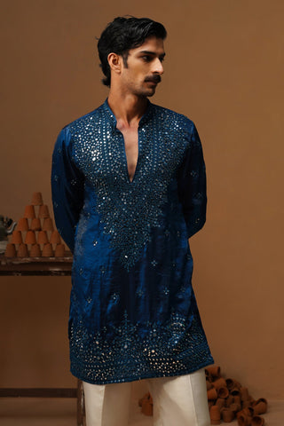 ARYA BLUE V NECK SHORT KURTA SET