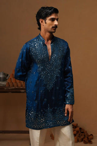 ARYA BLUE V NECK SHORT KURTA SET