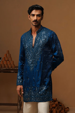 ARYA BLUE V NECK SHORT KURTA SET