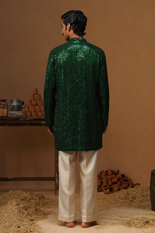 VED BOTTLE GREEN SHORT KURTA SET