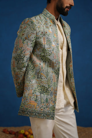 PARIND GREEN JODHPURI SET