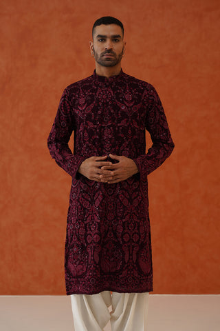 Arjun Wine Kurta Set With Patiyala