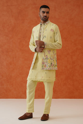 Ritya Real Mirror Work Mehandi Kurta Jacket Set With Trouser And Dupatta