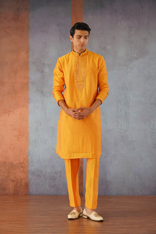 Arman - Mustard Mirror Embroidered Kurta Set