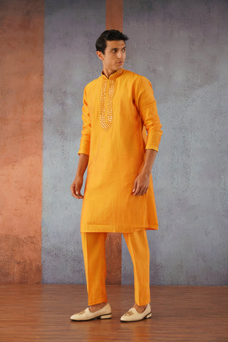 Arman - Mustard Mirror Embroidered Kurta Set