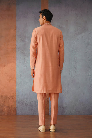 Aijaaz - Onion Pink Mirror Embroidered Kurta Set