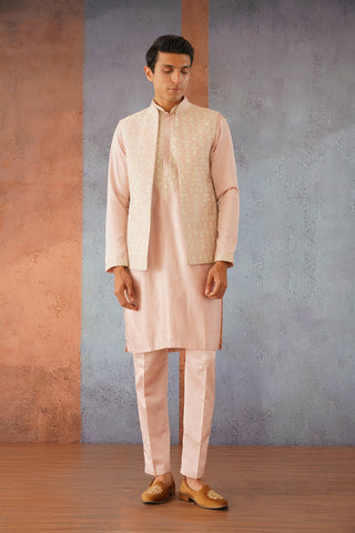 Samir - Embroidered Pink Jacket Kurta Set