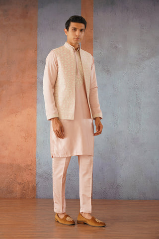 Samir - Embroidered Pink Jacket Kurta Set