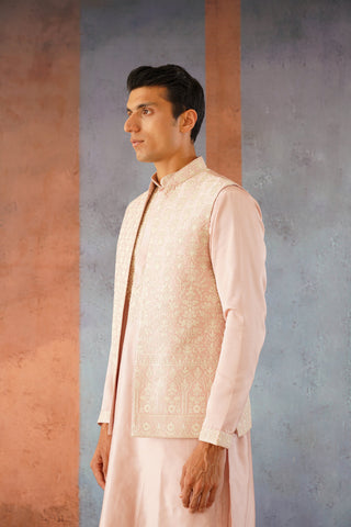 Samir - Embroidered Pink Jacket Kurta Set