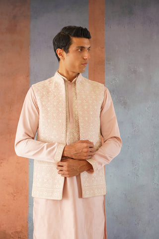 Samir - Embroidered Pink Jacket Kurta Set