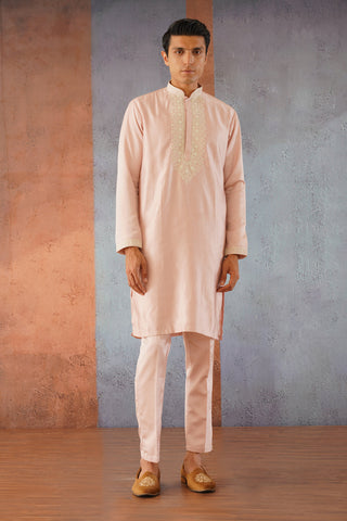 Samir - Embroidered Pink Jacket Kurta Set