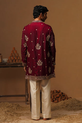 TAJ WINE SHORT KURTA SET