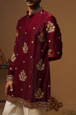 TAJ WINE SHORT KURTA SET