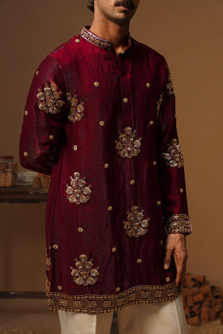 TAJ WINE SHORT KURTA SET